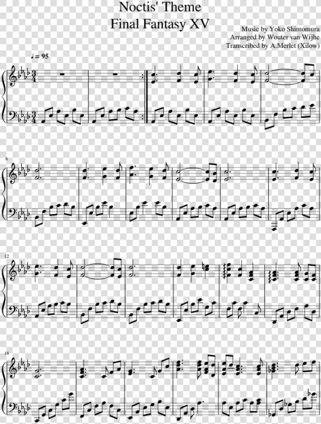 Noctis Theme Piano Sheet Music  HD Png DownloadTransparent PNG