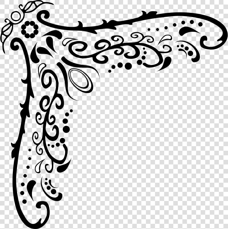 Corner Flourish   Corner Border Cliparts Black And White  HD Png DownloadTransparent PNG