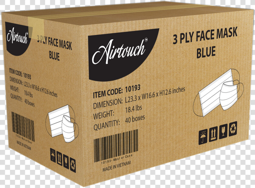Airtouch 3 Ply Face Mask Case  Blue  40 Boxes case   Box  HD Png DownloadTransparent PNG