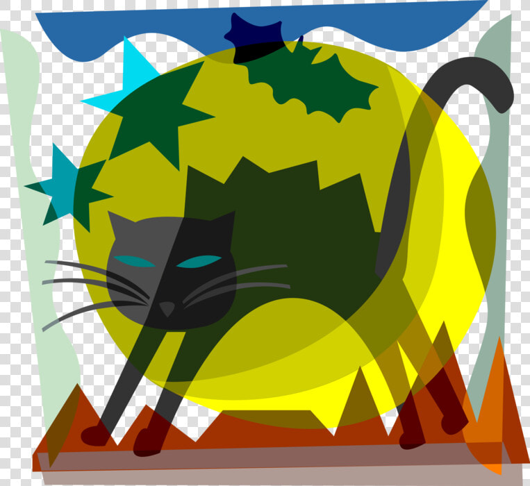 Vector Illustration Of Halloween Black Cat Associated  HD Png DownloadTransparent PNG