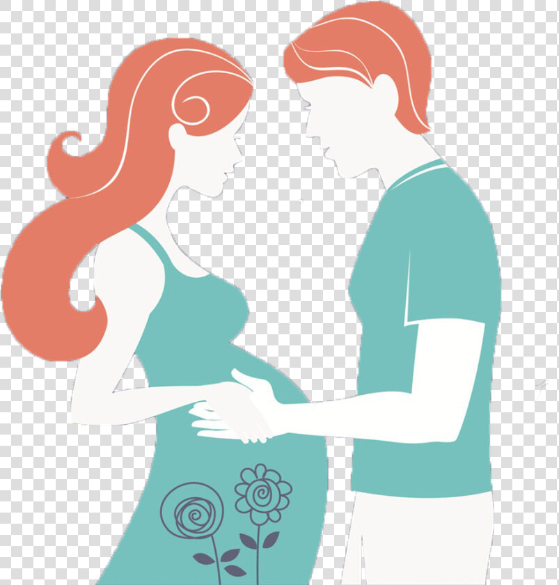 Smoking Clipart Pregnant Woman   Pregnant Couple Drawing  HD Png DownloadTransparent PNG