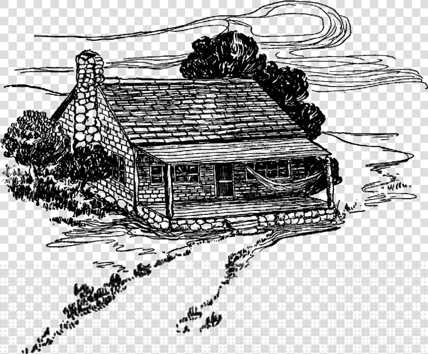 House Log Cabin Illustration Drawing Digital Download   Vintage Log Cabin Illustration Png  Transparent PngTransparent PNG