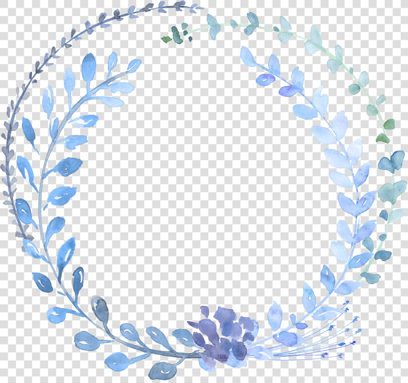 Blue Garland Wreath Watercolour Watercolor Flowers   Blue Flower Circle Png  Transparent PngTransparent PNG