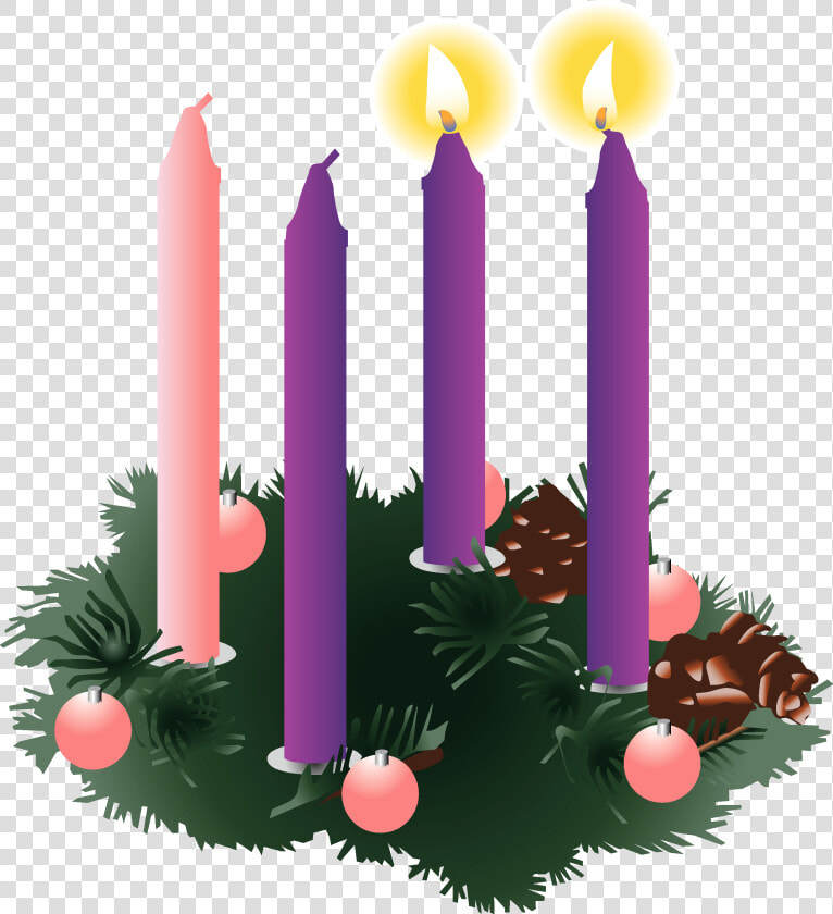 2nd Sunday Of Advent C   Three Advent Candles Lit  HD Png DownloadTransparent PNG