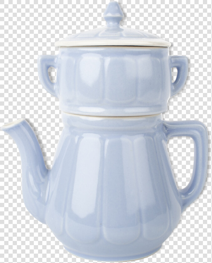 Teapot With Filter And Lid Vintage Sky Blue Ceramic  HD Png DownloadTransparent PNG