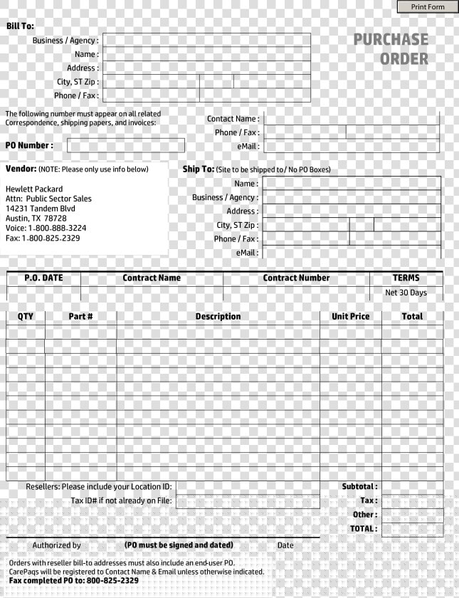 Standard Po Purchase Order Main Image   Make A Po Template  HD Png DownloadTransparent PNG
