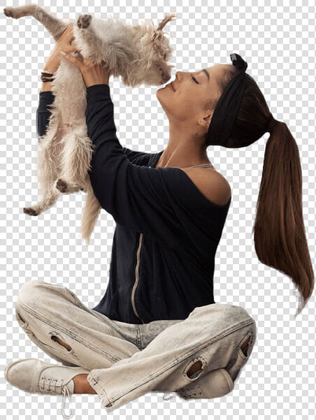Ariana Grande Cuddling With A Cat Png Image   Sitting  Transparent PngTransparent PNG
