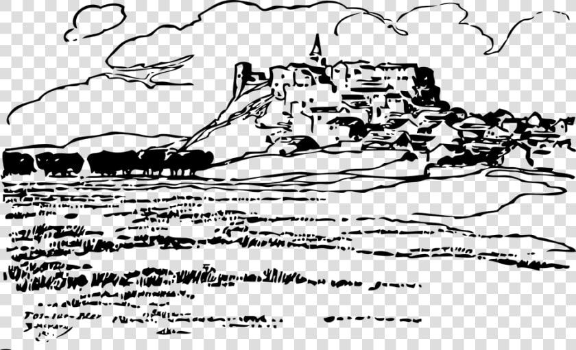 Castle  Buildings  City  Sky  Fort  Homes   Sky Clipart Black White Hd  HD Png DownloadTransparent PNG