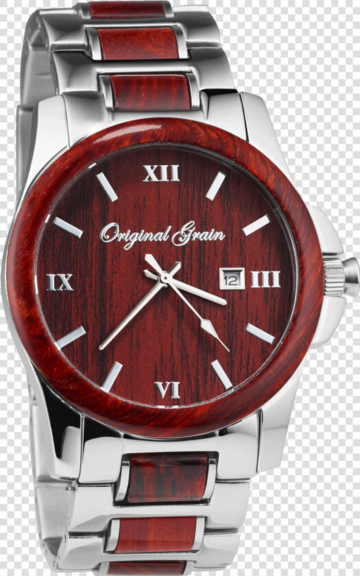 Original Grain Classic Steel Rosewood Chrome Wood Watch  HD Png DownloadTransparent PNG