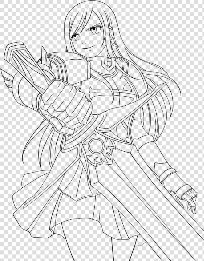 Erza Scarlet Fairy Tail Coloring Pages Sketch Coloring   Erza Scarlet Coloring Pages  HD Png DownloadTransparent PNG