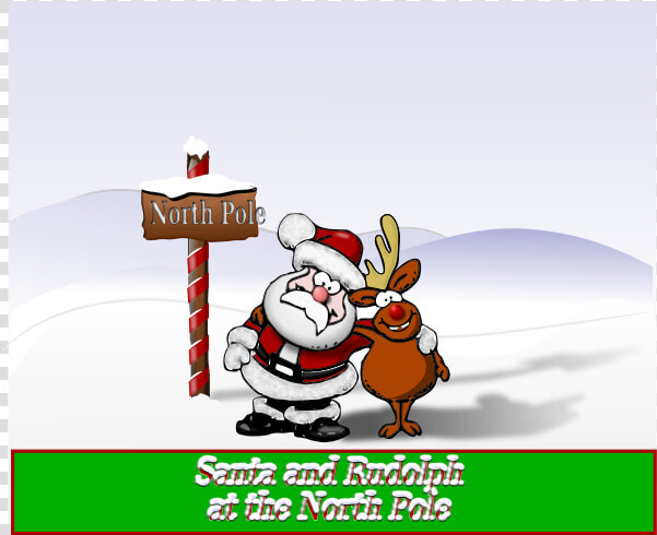 Santa And Rudolph At The North Pole Vector Illustration   Santa And Rudolf  HD Png DownloadTransparent PNG