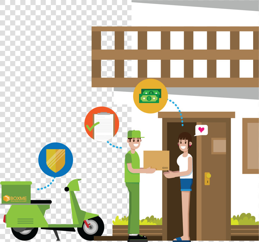 Last mile Delivery Has Never Been This Easy Clipart   Door To Door Delivery Cartoon  HD Png DownloadTransparent PNG