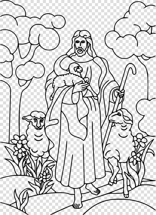 Jesus Christ The Shepherd Line Art Clip Arts   Jesus The Shepherd Drawing  HD Png DownloadTransparent PNG