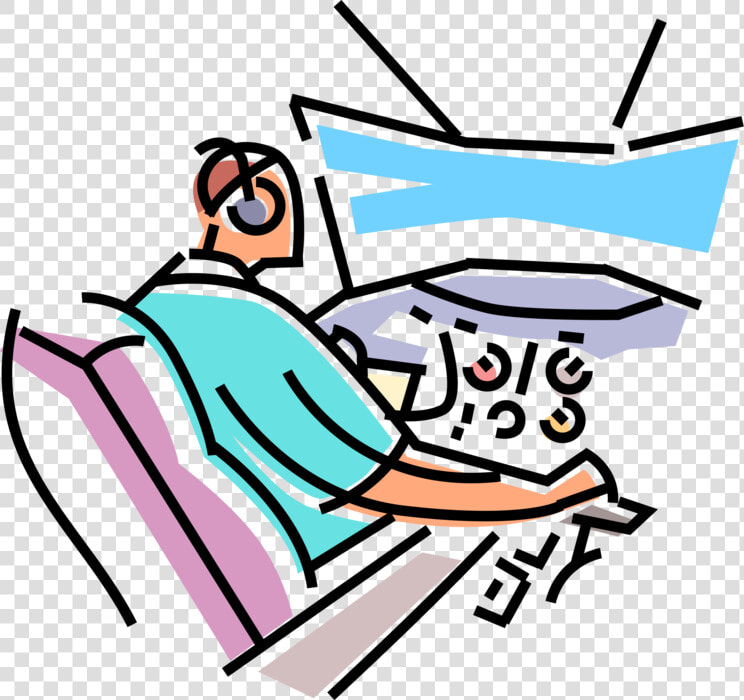 Vector Illustration Of Pilot In Aircraft Cockpit Prepares  HD Png DownloadTransparent PNG