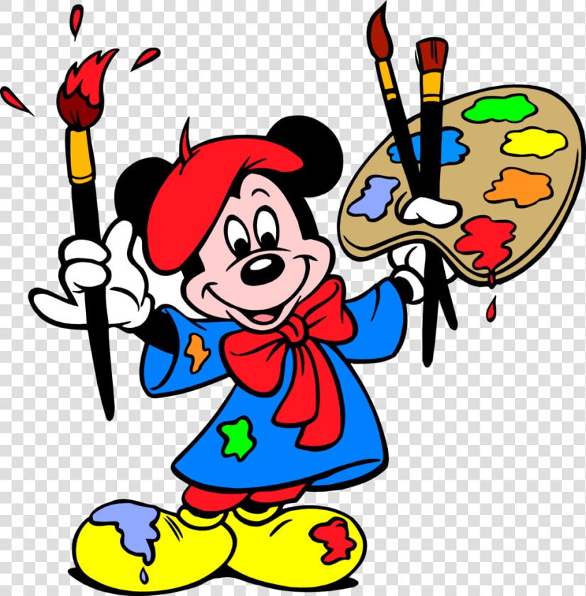 Minnie Paint Painting Clip Art Cartoon Characters   Mickey Mouse Doing Painting  HD Png DownloadTransparent PNG