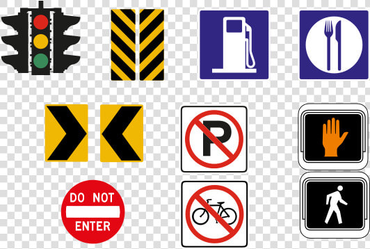 Vector Drawing Of Selection Of Traffic Road Signs In   Visual Communication Clipart  HD Png DownloadTransparent PNG