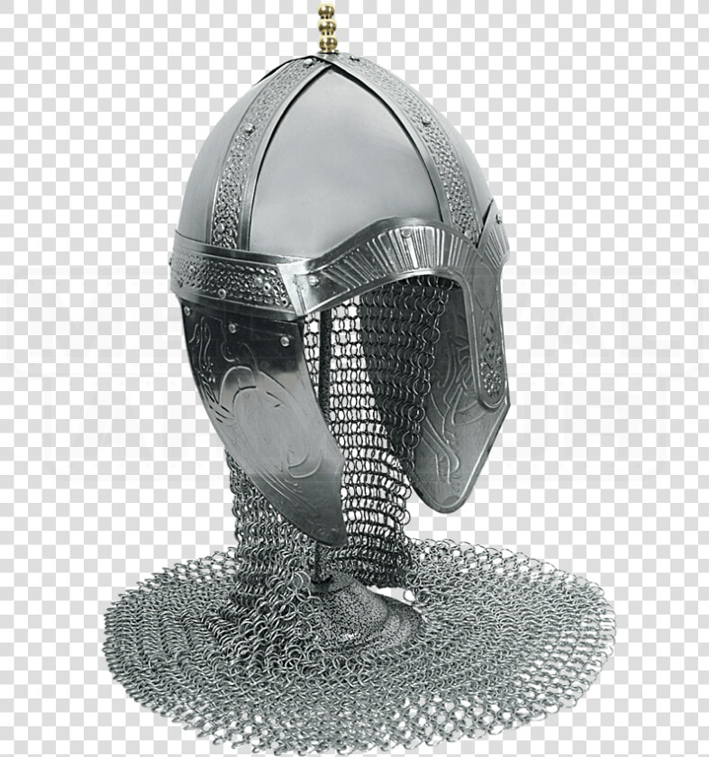 Medieval Norman Helm With Aventail   Medieval Helmet With Chainmail  HD Png DownloadTransparent PNG