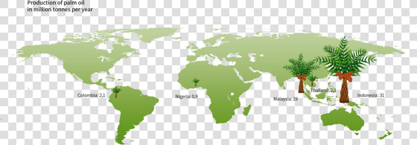 The World S Largest Producers Of Palm Oil   High Resolution Vector World Map  HD Png DownloadTransparent PNG