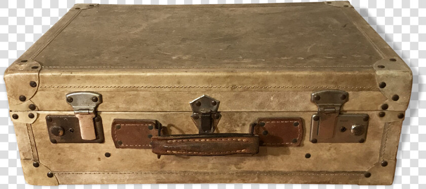 Vintage Parchment Beige And Leather Suitcase Src   Trunk  HD Png DownloadTransparent PNG