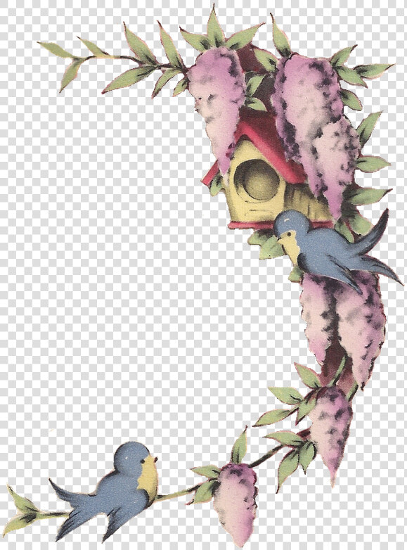 Free Image Little Blue Birds And Wisteria Png Frame   Frame Bird Png  Transparent PngTransparent PNG