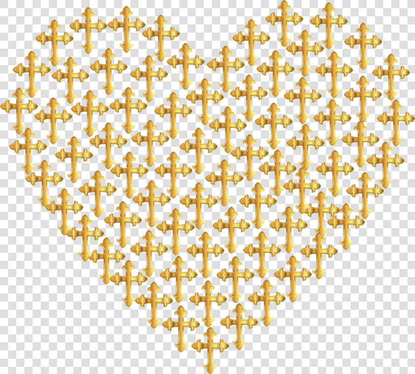 Love Heart Crosses Gold No Background Clip Arts   Transparent Background Gold Heart Symbol  HD Png DownloadTransparent PNG