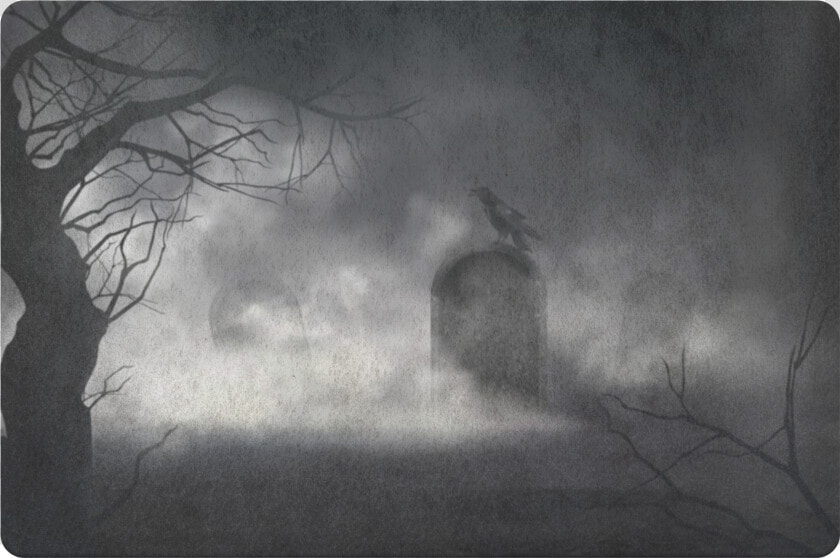 Halloween Doormat  Tombstone Raven Crow Moonlight Graveyard    Background Kkn Desa Penari  HD Png DownloadTransparent PNG