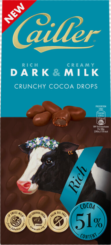 Dark amp milk Crunchy Cocoa Drops 51  Rich Cacao 80g   Cailler Crunchy Cocoa Drops  HD Png DownloadTransparent PNG