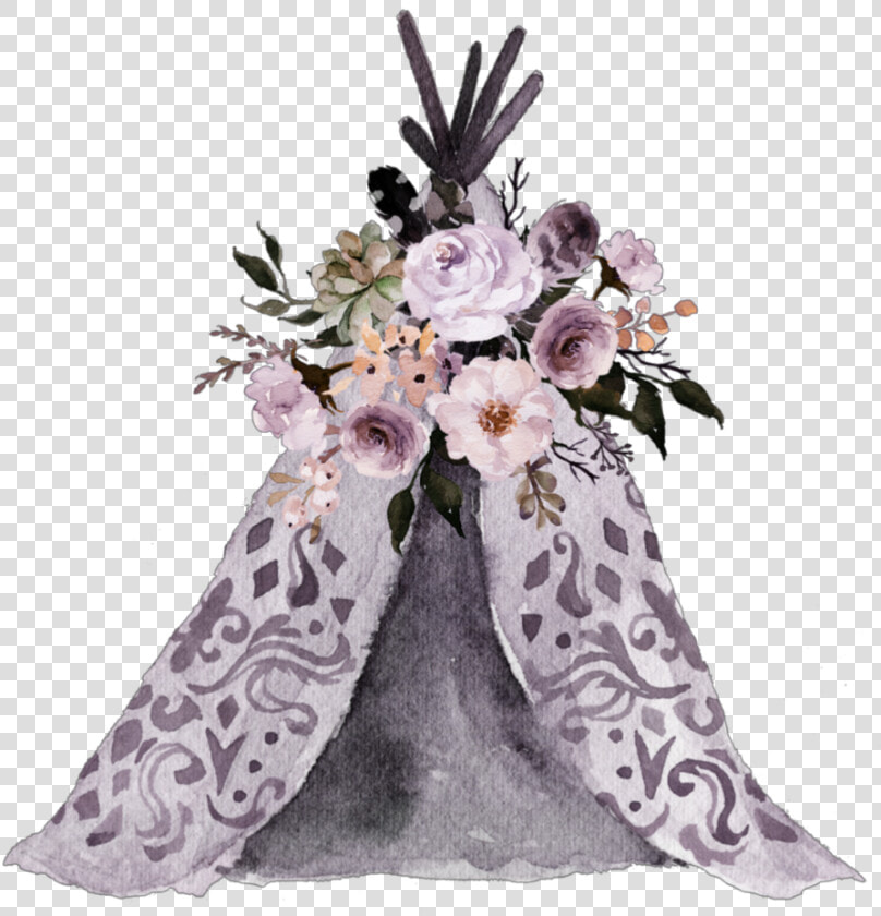  watercolor  boho  tent  tipi  teepee   Floral Teepee Clipart  HD Png DownloadTransparent PNG