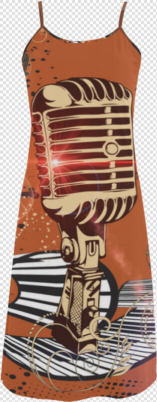 Music  Golden Microphone And Piano Alcestis Slip Dress   One piece Garment  HD Png DownloadTransparent PNG