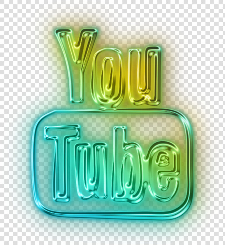 Youtube Logo 2010 Neon Led Blue Green Yellow Freetoedit   Blue Green Youtube Logo  HD Png DownloadTransparent PNG