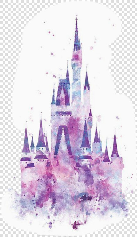 Watercolor Disney Castle Silhouette   Png Download   Silhouette Disney Castle Watercolor  Transparent PngTransparent PNG