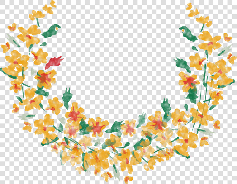Flower Yellow Watercolor Vector Half Floral Border   Yellow Flower Wreath Png  Transparent PngTransparent PNG