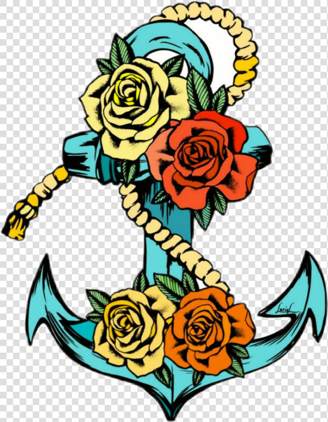  anchor  tattoo  tattoos  ink  inkart  oldfashioned   Rose Anchor Tattoo Stencil  HD Png DownloadTransparent PNG