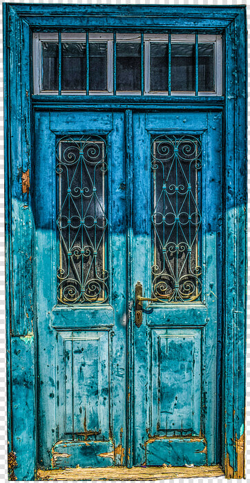 Door  Input  Wood  Glazed  Old  Wrought Iron  Blue   Door  HD Png DownloadTransparent PNG
