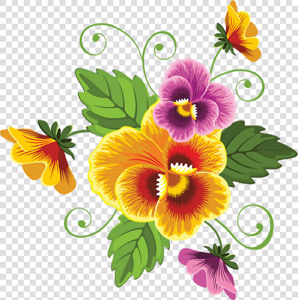 ✿ Pensées  Tube Png Fleur  Dessin   Flower Drawing   Flores Vintage Jade Png  Transparent PngTransparent PNG