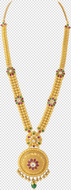 Calcutta Design Necklace With Red Bead   Gold Rani Haar Price  HD Png DownloadTransparent PNG