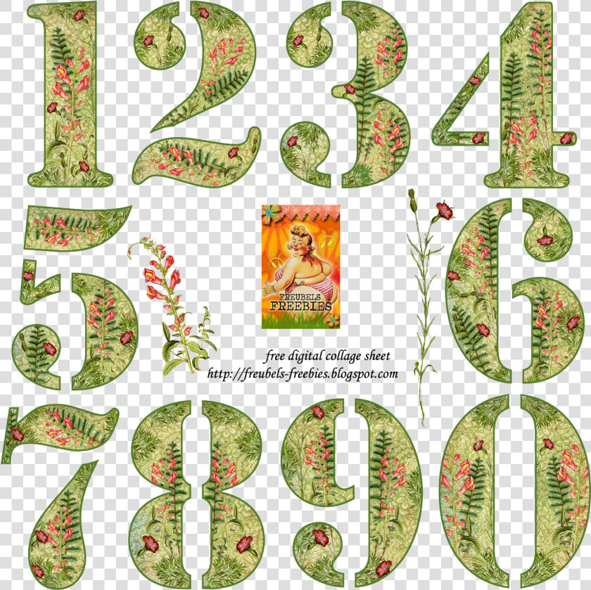 Free Digital Collage Sheet Flower Numbers  HD Png DownloadTransparent PNG
