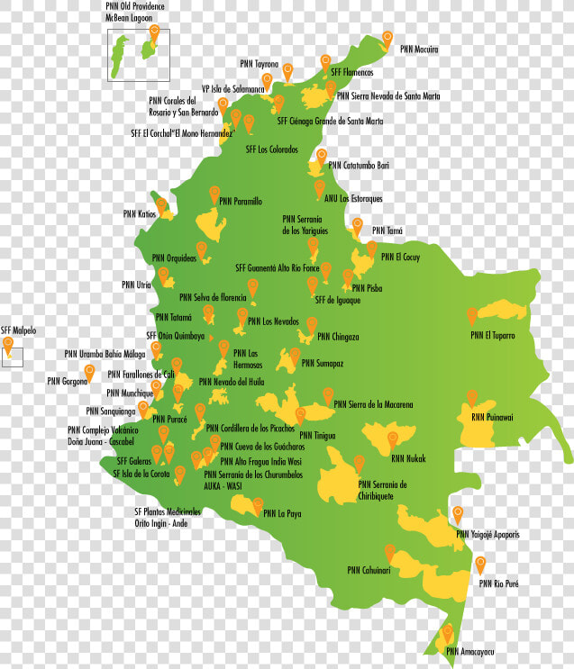 Colombia National Parks   Mapa De Parques Nacionales De Colombia  HD Png DownloadTransparent PNG