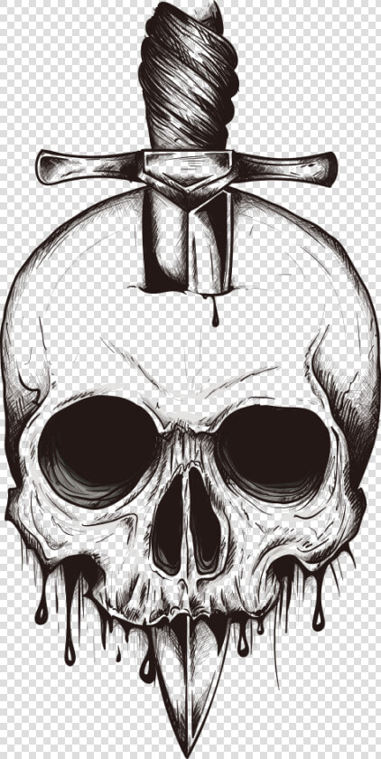 Skull Euclidean Vector Sword In The Inserted Clipart   Skull Face Tattoo Designs  HD Png DownloadTransparent PNG