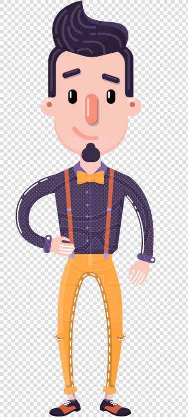 Cartoon Hipster In Flat Style Vector Character   Hipster Cartoon  HD Png DownloadTransparent PNG