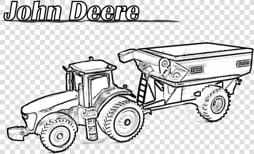 John Deere Gator Tractor Drawing At Free For Personal   Tractor With Trailer Coloring Pages  HD Png DownloadTransparent PNG