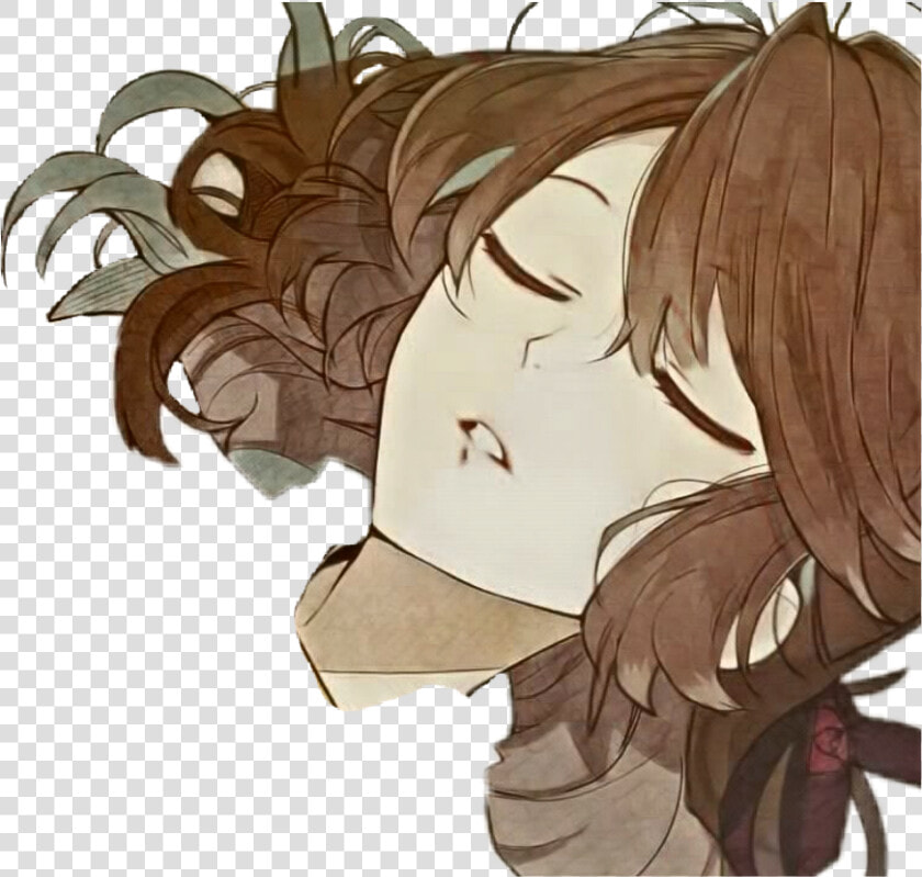  anime  sleeping  girl  sleepinggirl  brownhair  face   Anime Girl Sleeping Face  HD Png DownloadTransparent PNG
