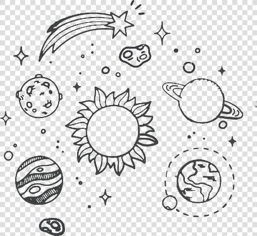 Tumblr Galaxy Space Sun Saturn Rings Planet Comet Stars    Solar System Simple Drawing  HD Png DownloadTransparent PNG