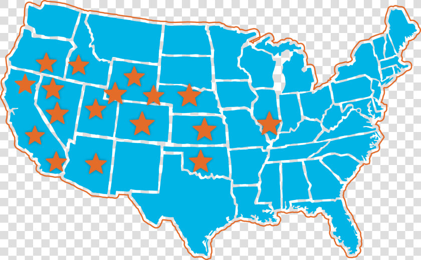 Blue Map Of The Continental U   Physician Shortage By State  HD Png DownloadTransparent PNG