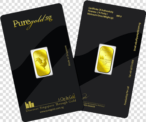 Gold Numis Puregold Year Of The Rooster Gold Bar   Sentosa Merlion Gold Coin  HD Png DownloadTransparent PNG