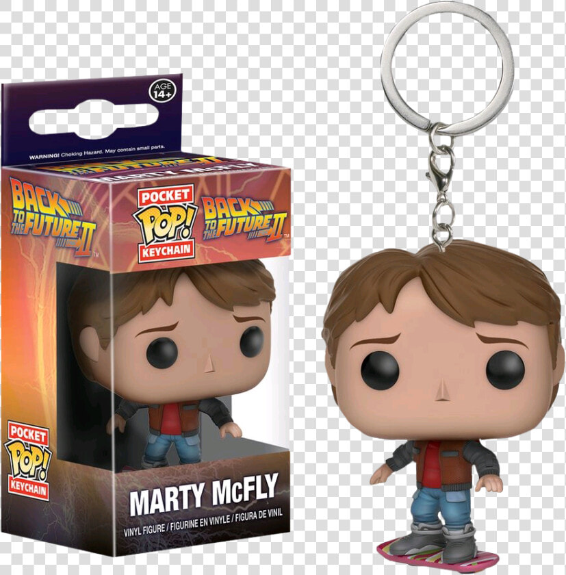 Marty Mcfly With Hoverboard Pocket Pop Vinyl Keychain   Pocket Pop Marty Mcfly  HD Png DownloadTransparent PNG