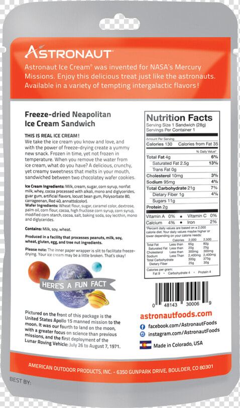 Astronaut Freeze Dried Ice Cream Sandwich 200 Neapolitan   Dry Fruits Packaging Labels  HD Png DownloadTransparent PNG