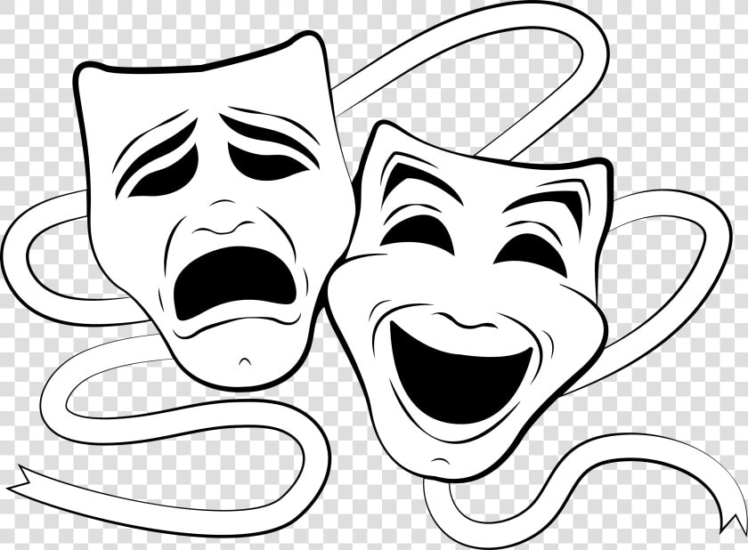 Mask Clipart Musical Theatre   Theatre Masks Black And White  HD Png DownloadTransparent PNG