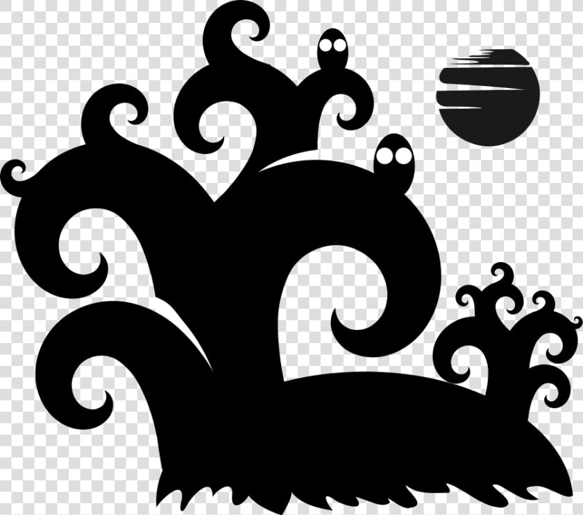 Halloween  Trees  Silhouette  Spooky  Owls  Moon   Spooky Clipart  HD Png DownloadTransparent PNG