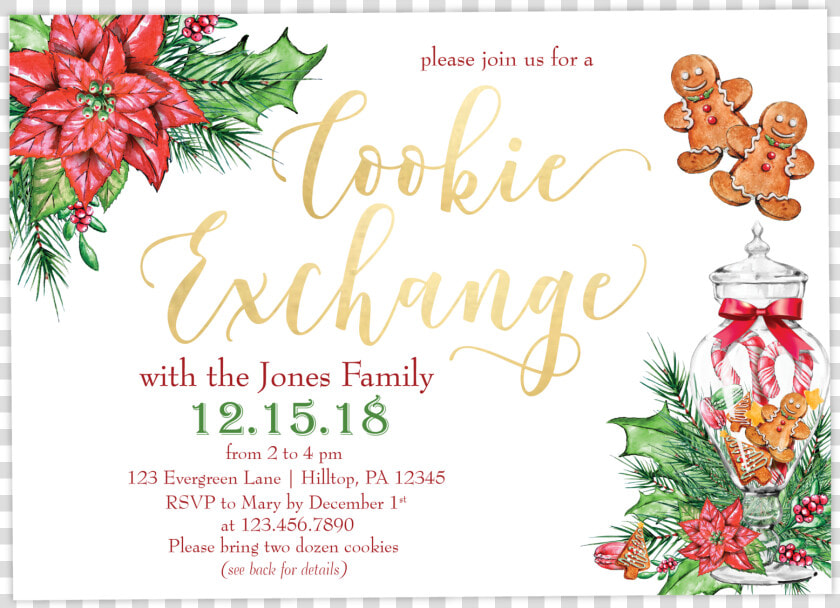 Christmas Cookie Exchange Party Invitations Class   Christmas Card  HD Png DownloadTransparent PNG